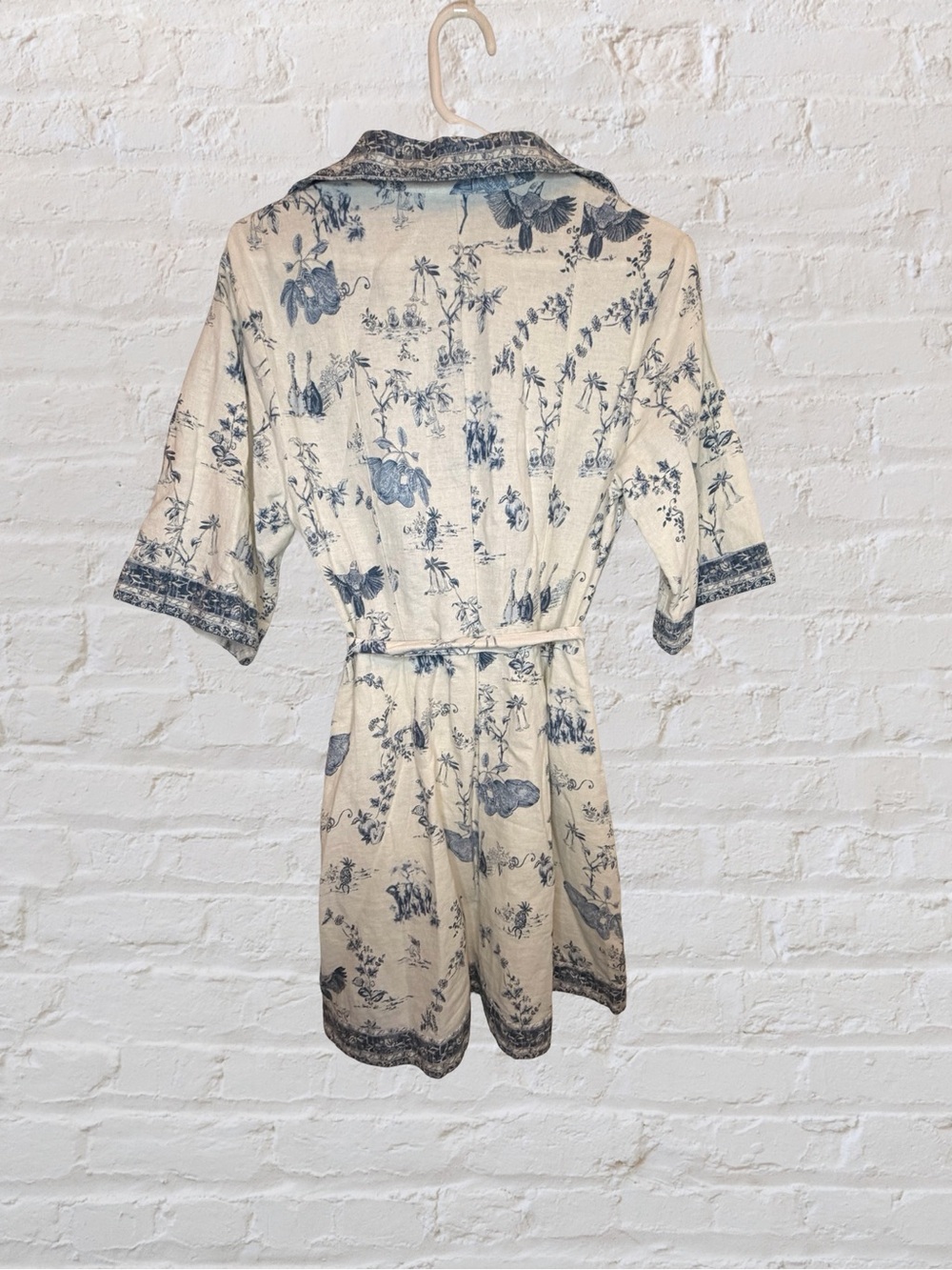 Calypso St. Barth Blue White Toile Linen Mini Dress Boho Coastal Resort Medium - Picture 3 of 7